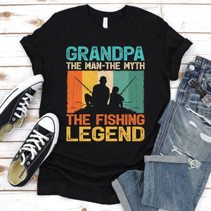 Grandpa The Man The Myth The Fishing Legend Fishing Grandpa Fathers Day Vintage T-shirt