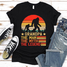 Load image into Gallery viewer, Grandpa The Man The Myth The Legend Bigfoot Shirt Grandpa Bigfoot Father&#39;s Day Vintage T-shirt
