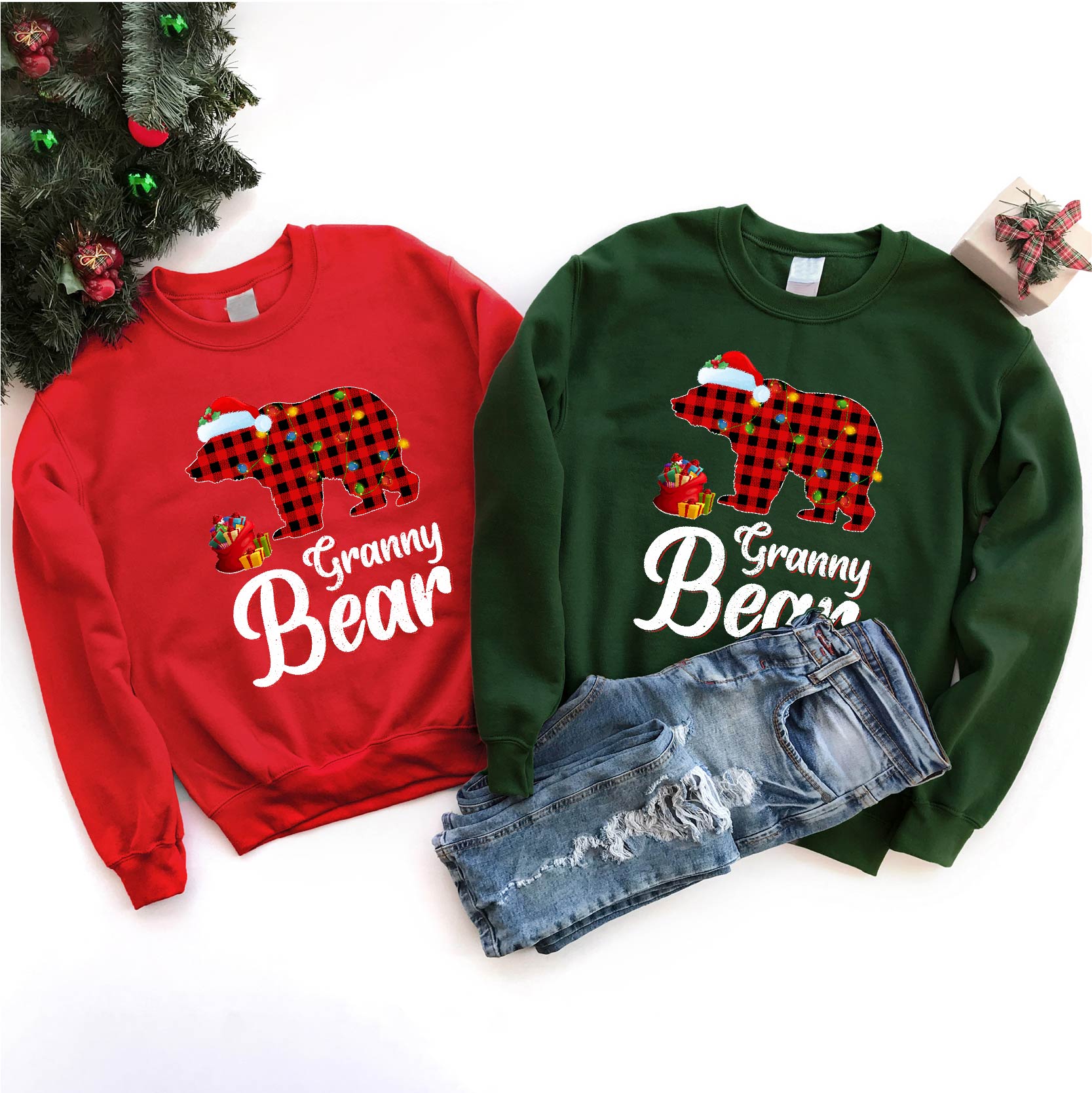 Granny Bear Christmas Pajama Red Plaid Buffalo Family Gift T-Shirt Granny Bear Christmas Pajama Red Plaid Buffalo Family Gift T-Shirt