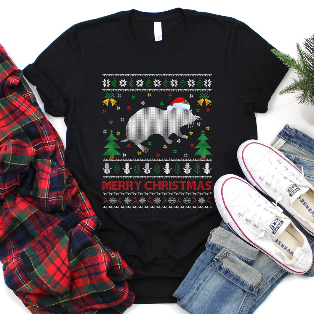 Hamster Animal Lover Santa Hat Hamster Ugly Christmas T-Shirt