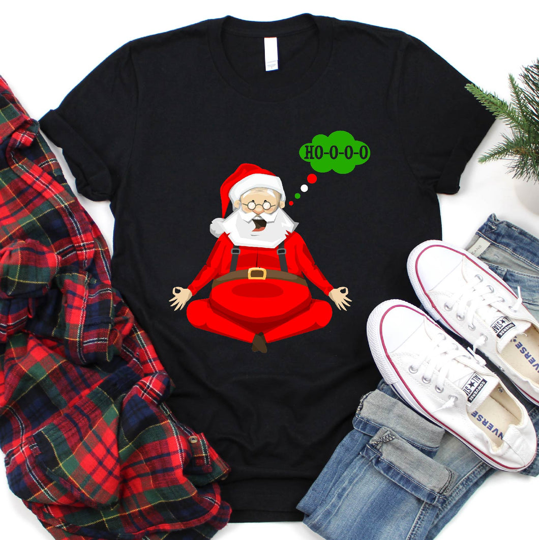 Funny Ho-o-o-o Yoga Xmas Shirt Santa Yoga Christmas T-Shirt