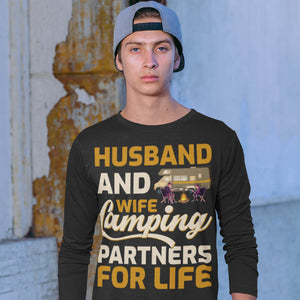 Husband And Wife Camping Partners For Life Couple T-Shirt