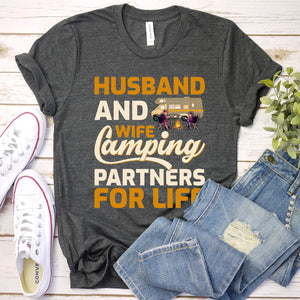 Husband And Wife Camping Partners For Life Couple T-Shirt