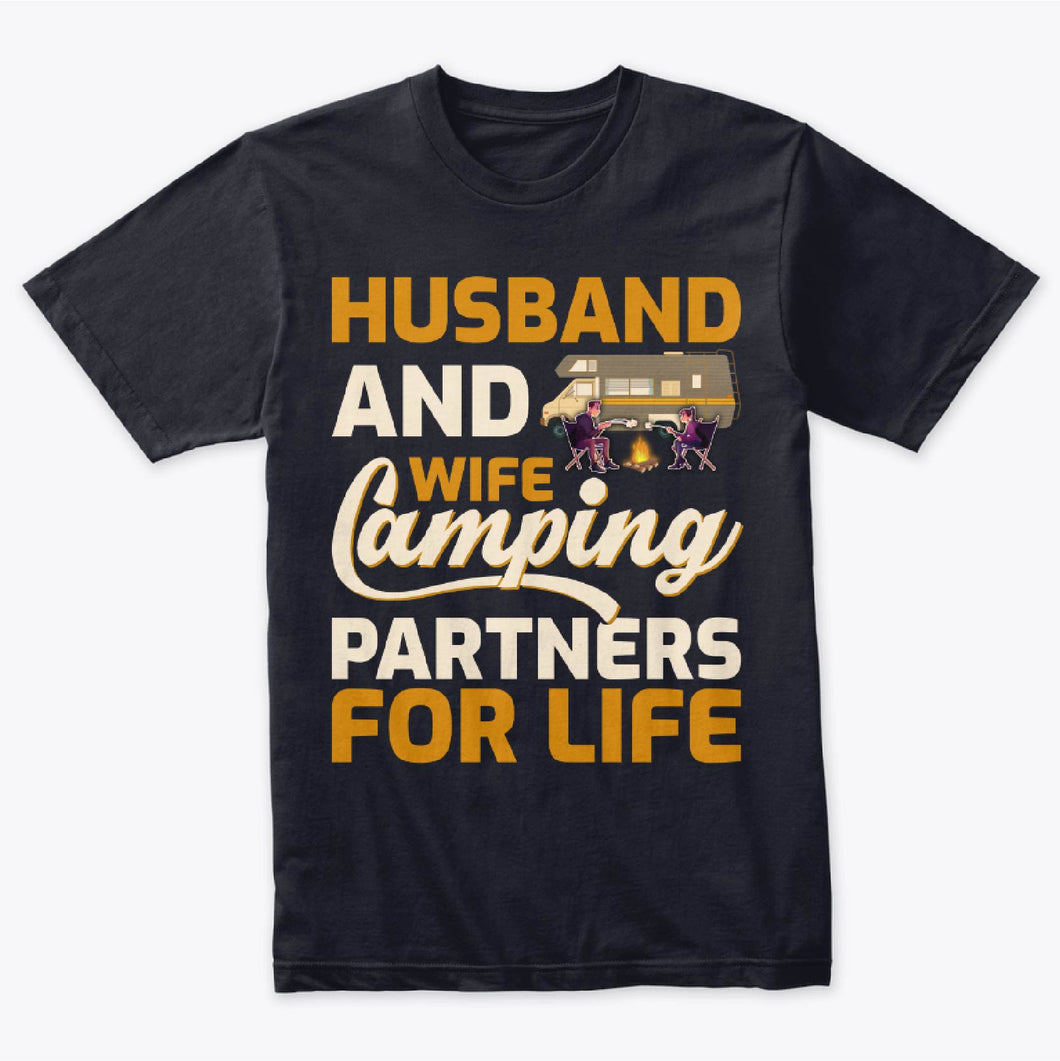 Husband And Wife Camping Partners For Life Couple T-Shirt