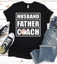 Load image into Gallery viewer, Husband Father Coach Vintage Baseball Coach Fathers Day T-shirt
