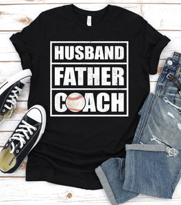 Husband Father Coach Vintage Baseball Coach Fathers Day T-shirt