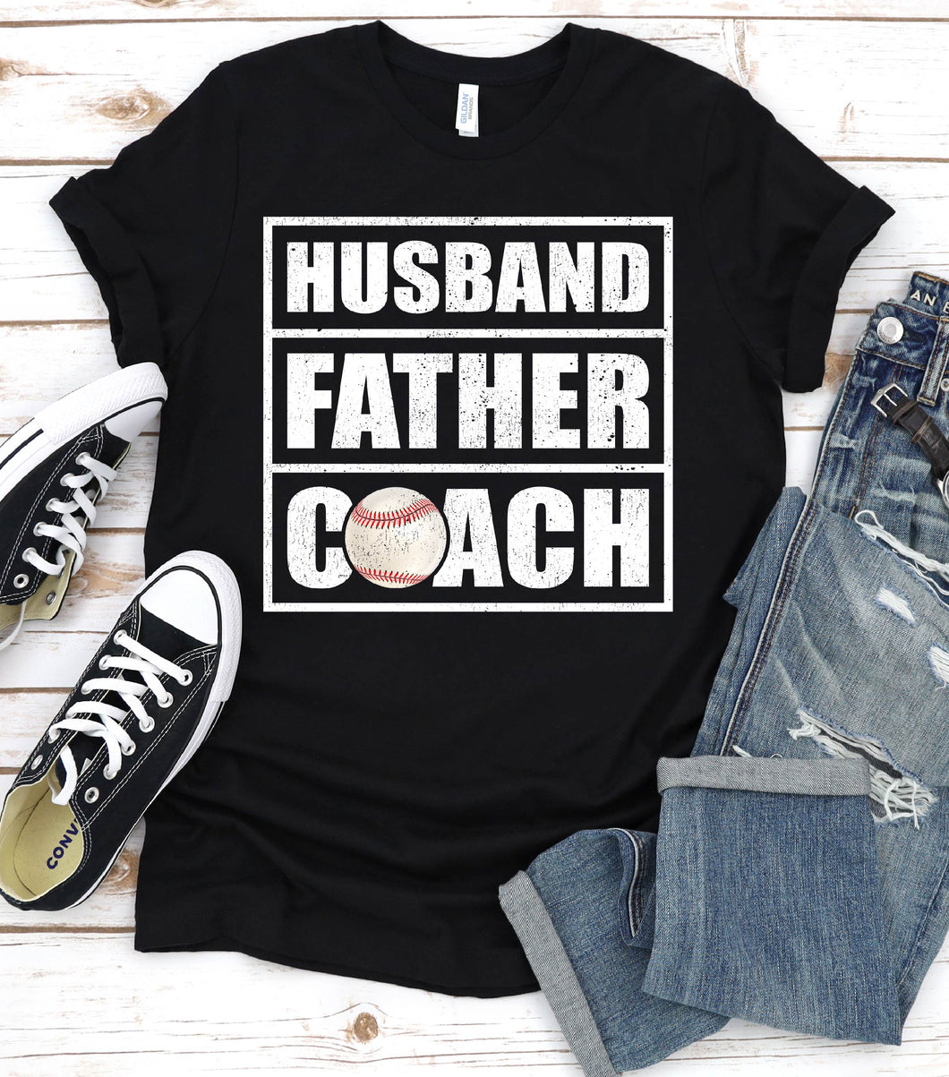Husband Father Coach Vintage Baseball Coach Fathers Day T-shirt