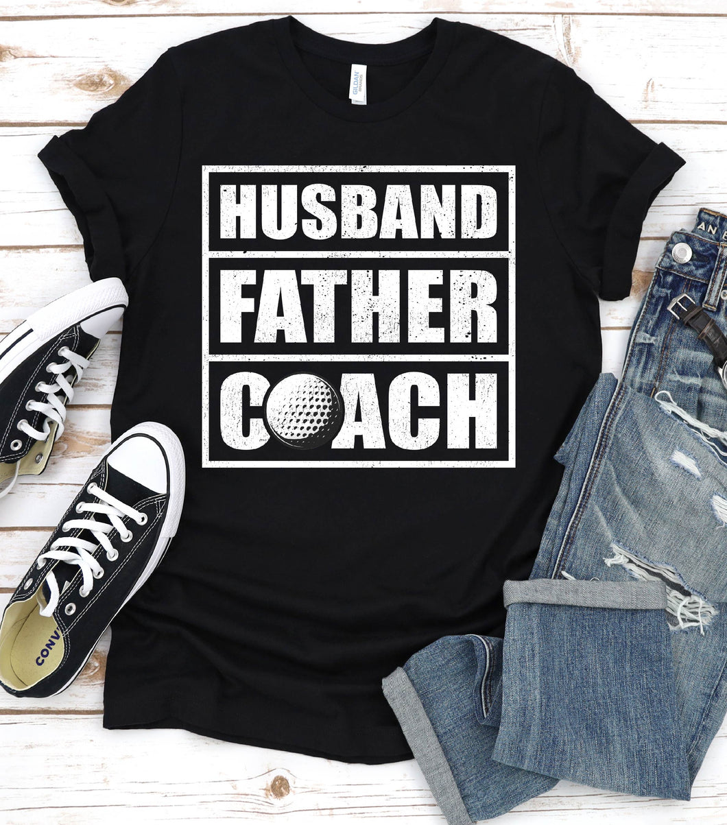 Husband Father Coach Vintage Golf Coach Fathers Day T-shirt