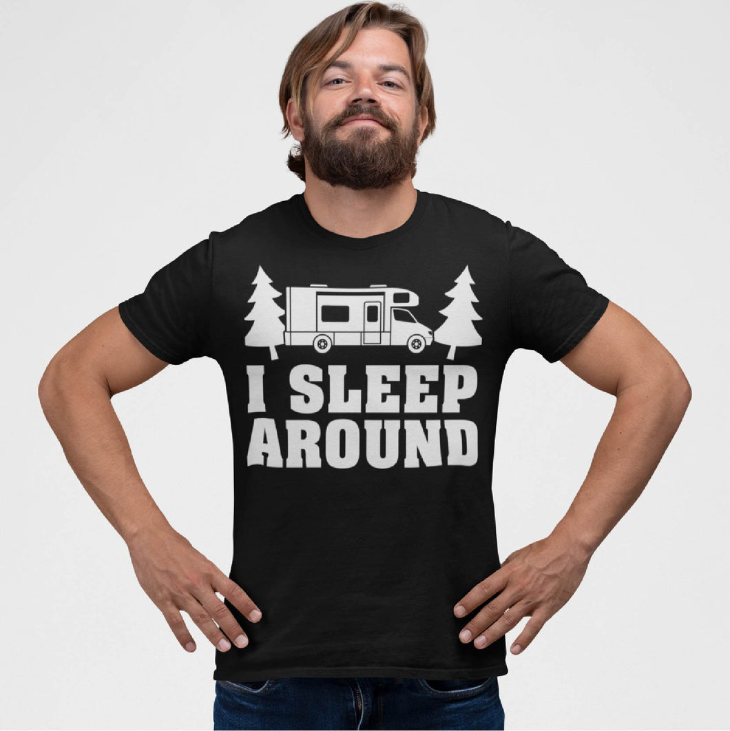 I Sleep Around RV Camper Van Funny Camping Camper T-shirt