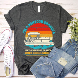 Mens Pontoon Grandpa Captain Retro Funny Boating Fathers Day Gift T-Shirt