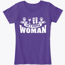 Load image into Gallery viewer, Womens I&#39;m A Simple Woman Wine Flip Flops Dog Paw Shirt Funny T-Shirt

