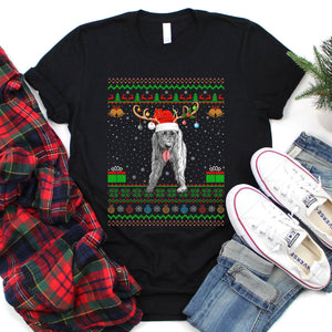 Reindeer Hat Xmas Lighting Ugly Irish Wolfhound Christmas T-Shirt