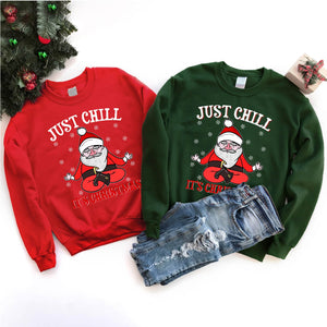 Just Chill It’s Christmas Yoga Shirt Santa Yoga Xmas T-Shirt