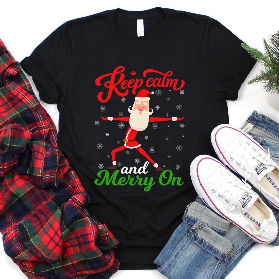 Funny Clam and Merry On Yoga Shirt Santa Yoga Christmas T-Shirt