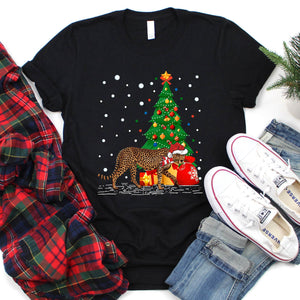 Leopard Lover Xmas Lighting Tree Leopard Christmas T-Shirt