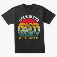 Load image into Gallery viewer, Vintage Life Is Better At The Campfire Camping T-Shirt
