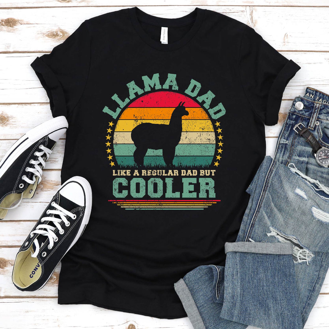Vintage Llama Dad Like A Regular Dad But Cooler Llama Fathers Day T-shirt