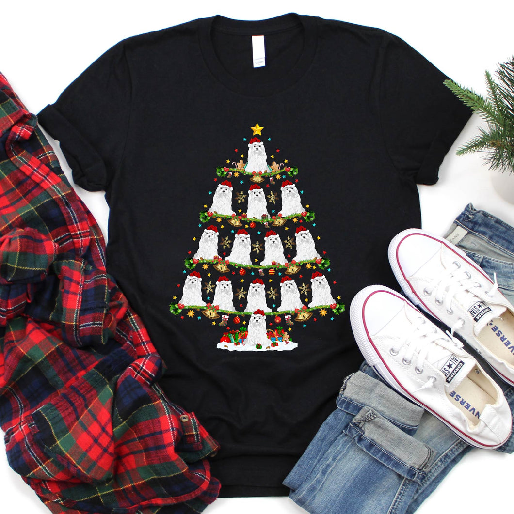 Maltese Dog Xmas Tree Funny Maltese Dog Christmas T-Shirt
