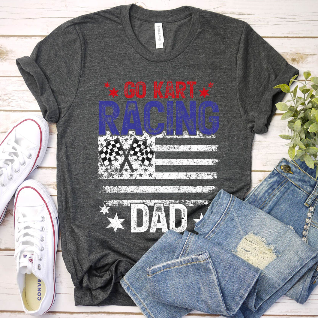 Mens American Flag Go Kart Racing Race Dad Flag Design Father's Day T-Shirt
