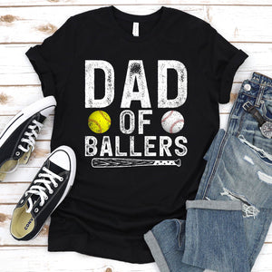 Men's Dad of Ballers Funny Dad of Baseball and Softball Player T-Shirt