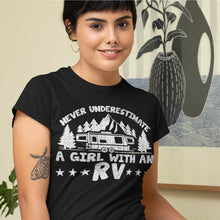 Load image into Gallery viewer, Never Underestimate A Girl With An RV Camper T-Shirt
