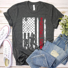 Load image into Gallery viewer, Men&#39;s Proud Baseball Dad American Flag Sports Father&#39;s Day T-Shirt
