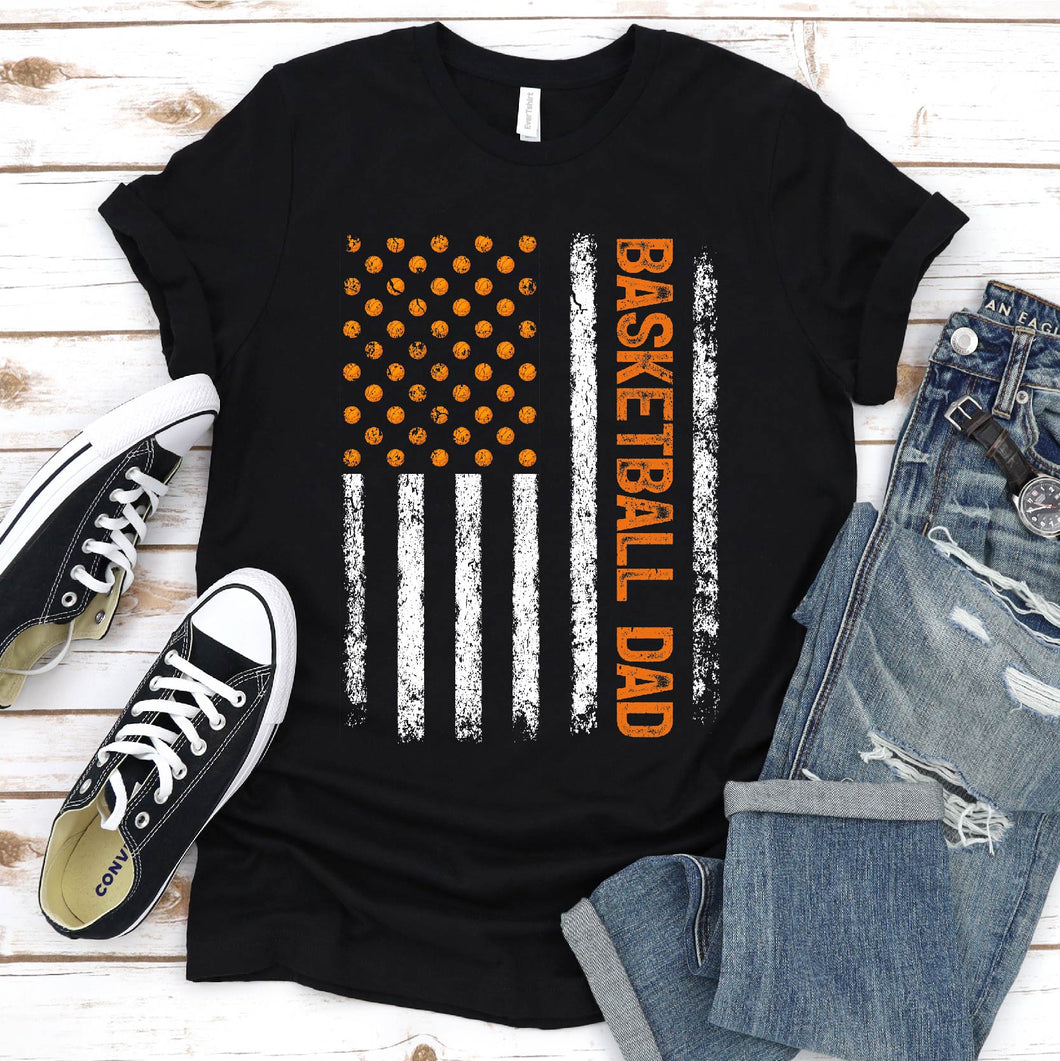 Men's Proud Basketball Dad T-Shirt USA Flag Daddy Team Jersey T-Shirt