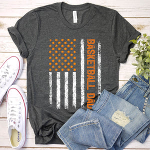 Men's Proud Basketball Dad T-Shirt USA Flag Daddy Team Jersey T-Shirt