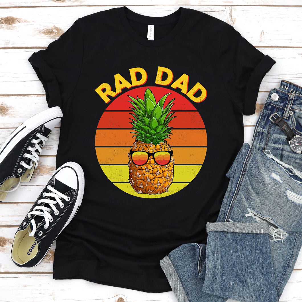 Men's Rad Dad Pineapple Vintage Sunset Pineapple Dad Father's Day T-Shirt