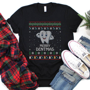 Ugly Merry Dentmas Sweater Style Teeth Christmas T-Shirt