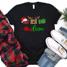 Load image into Gallery viewer, Photographer Merry Christmas Xmas Leopard Red Buffalo Plaid Photographer Christmas Tshirt
