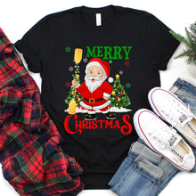 Load image into Gallery viewer, Merry Christmas Santa Kayaking Lighting Shirt Santa Kayaking Xmas T-Shirt
