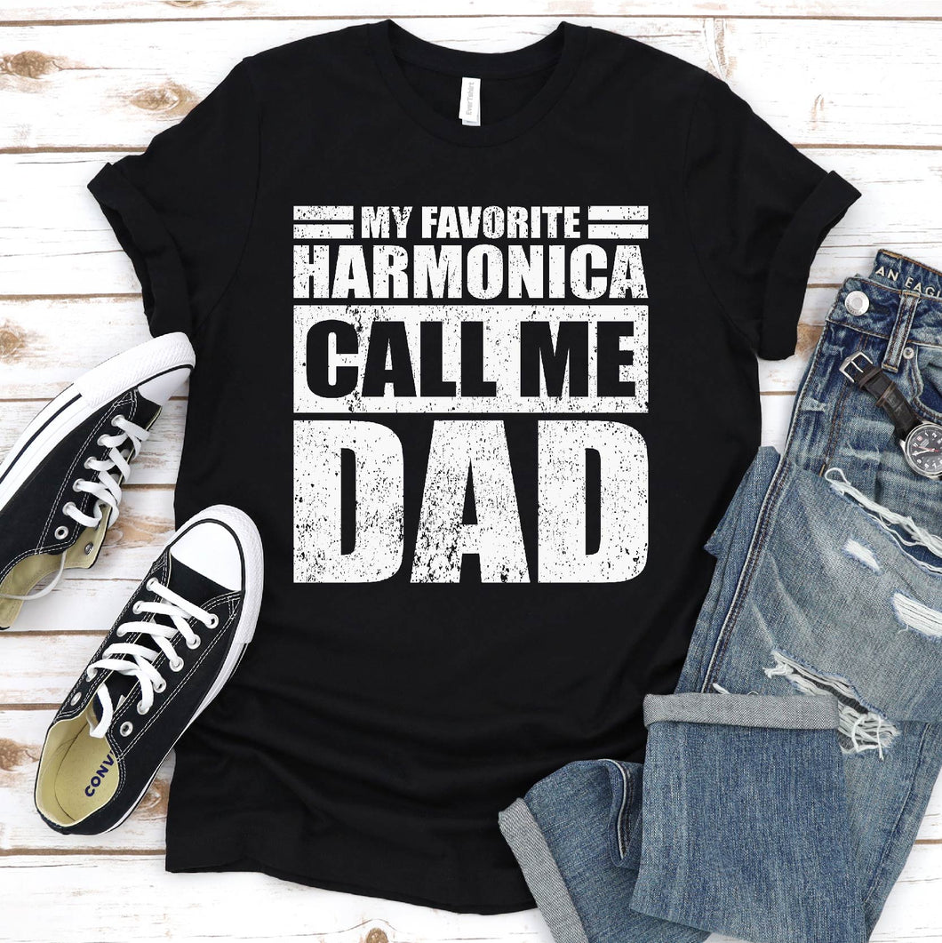 My Favorite Harmonica Calls Me Dad Vintage Harmonica Fathers Day T-shirt
