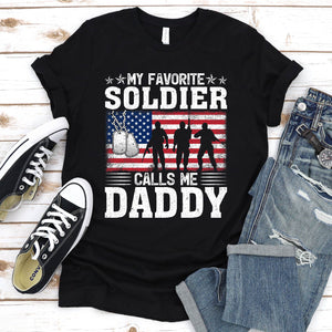 Mens USA Flag My Soldier Calls Me Daddy Army Father's Day T-Shirt