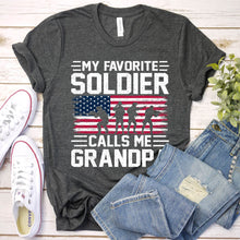 Load image into Gallery viewer, Mens USA Flag My Soldier Calls Me Grandpa Army Father&#39;s Day T-Shirt
