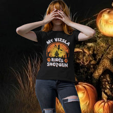 Load image into Gallery viewer, My Vizsla Rides Shotgun Vintage Vizsla Halloween T-Shirt
