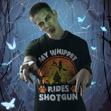 Load image into Gallery viewer, My Whippet Rides Shotgun Vintage Whippet Halloween T-Shirt
