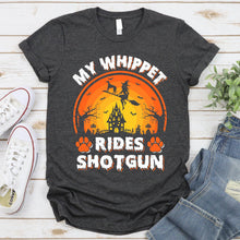 Load image into Gallery viewer, My Whippet Rides Shotgun Vintage Whippet Halloween T-Shirt
