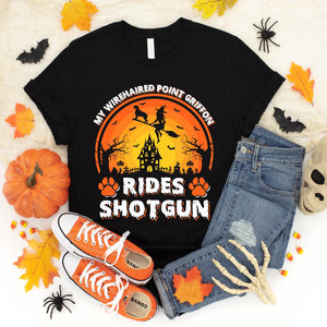 My Wirehaired Point Griffon Rides Shotgun Vintage Wirehaired Point Griffon Halloween T-Shirt