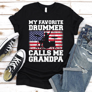Men's Funny Vintage American Flag Drummer Grandpa Father's Day T-Shirt