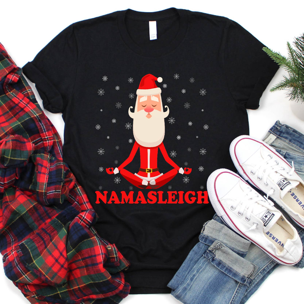 Namasleigh Christmas Yoga Shirt Santa Yoga Christmas T-Shirt