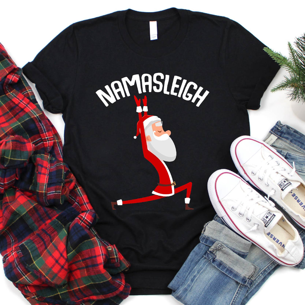 Funny Namasleigh Xmas Yoga Shirt Santa Yoga Christmas T-Shirt