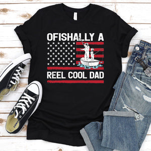 Ofishally A Reel Cool Dad usa flag Fishing Dad Fathers Day T-shirt