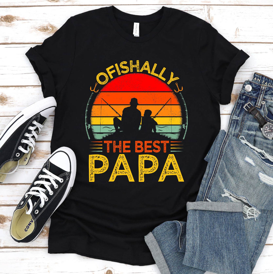 Vintage Ofishally The Best Papa Fishing Papa Fathers Day T-shirt