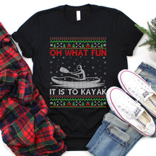 Load image into Gallery viewer, Ugly Sweater Style Oh What Fun It Is To Kayak Kayaking Christmas T-Shirt
