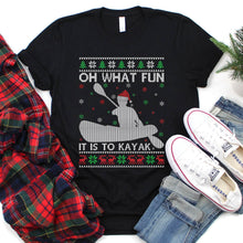 Load image into Gallery viewer, Ugly Oh What Fun It Is To Kayak Xmas Sweater Kayaking Christmas T-Shirt
