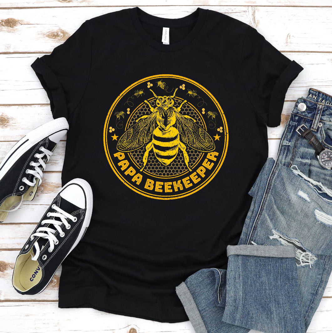 Mens Bee Vintage Retro Beekeeping Papa Beekeeper Fathers Day T-Shirt