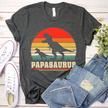 Load image into Gallery viewer, T-Rex Dinosaur Vintage Papasaurus Dinosaur Papa Father&#39;s Day T-shirt
