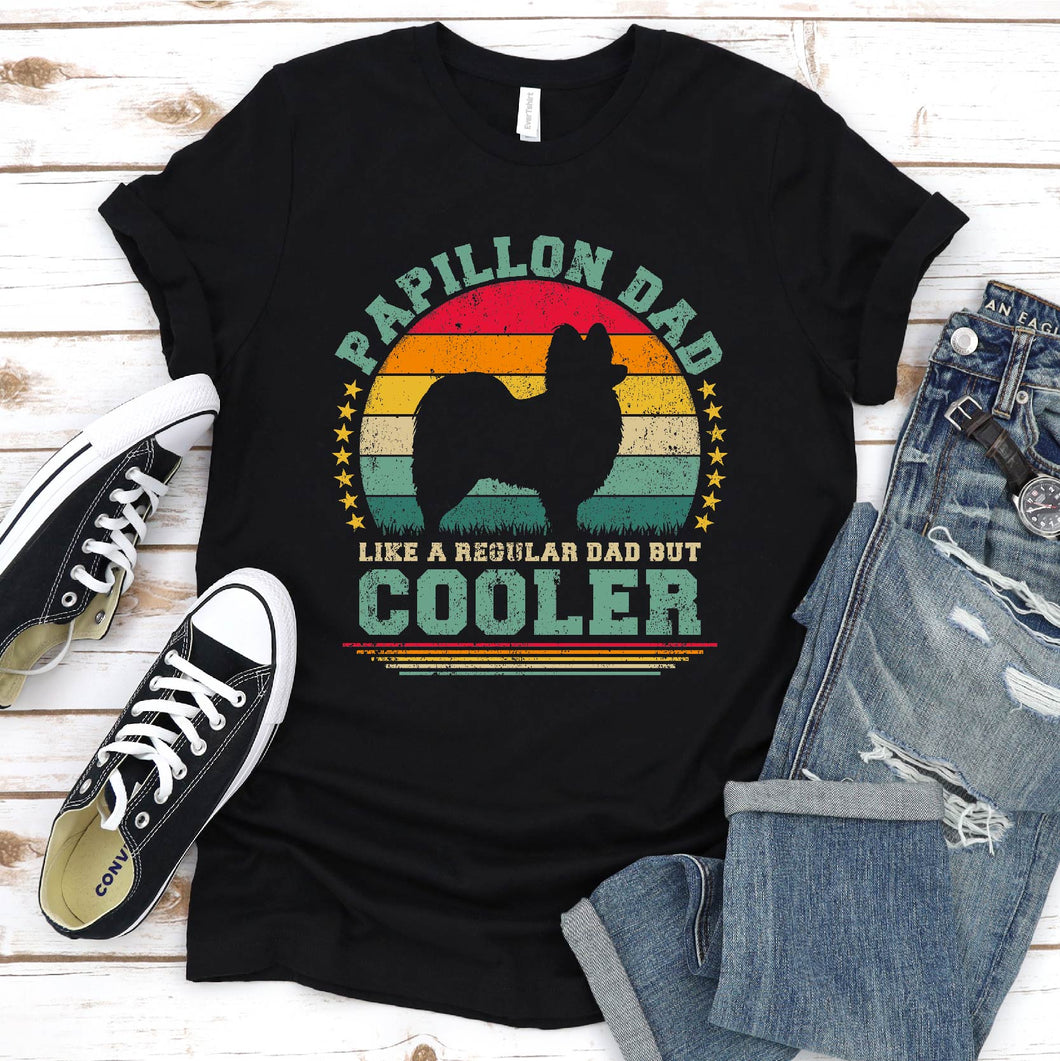 Vintage Papillon Dad Like A Regular Dad But Cooler Papillon Fathers Day T-shirt