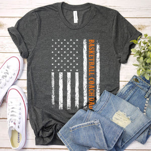 Patriotic Bball Player Lover Basketball Coach Dad T-Shirt